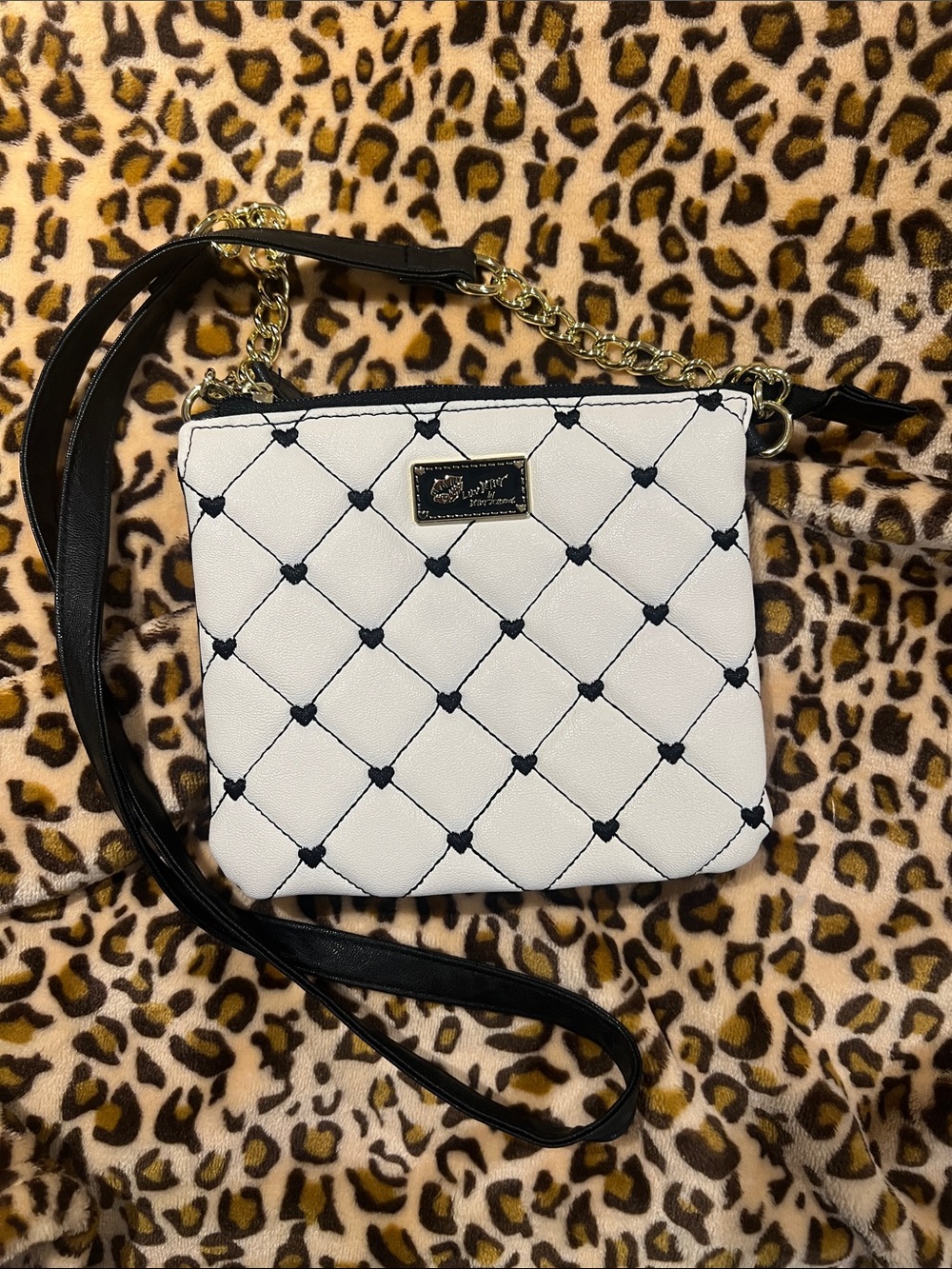 Betsey Johnson light pink Quilted Crossbody with Black Accents